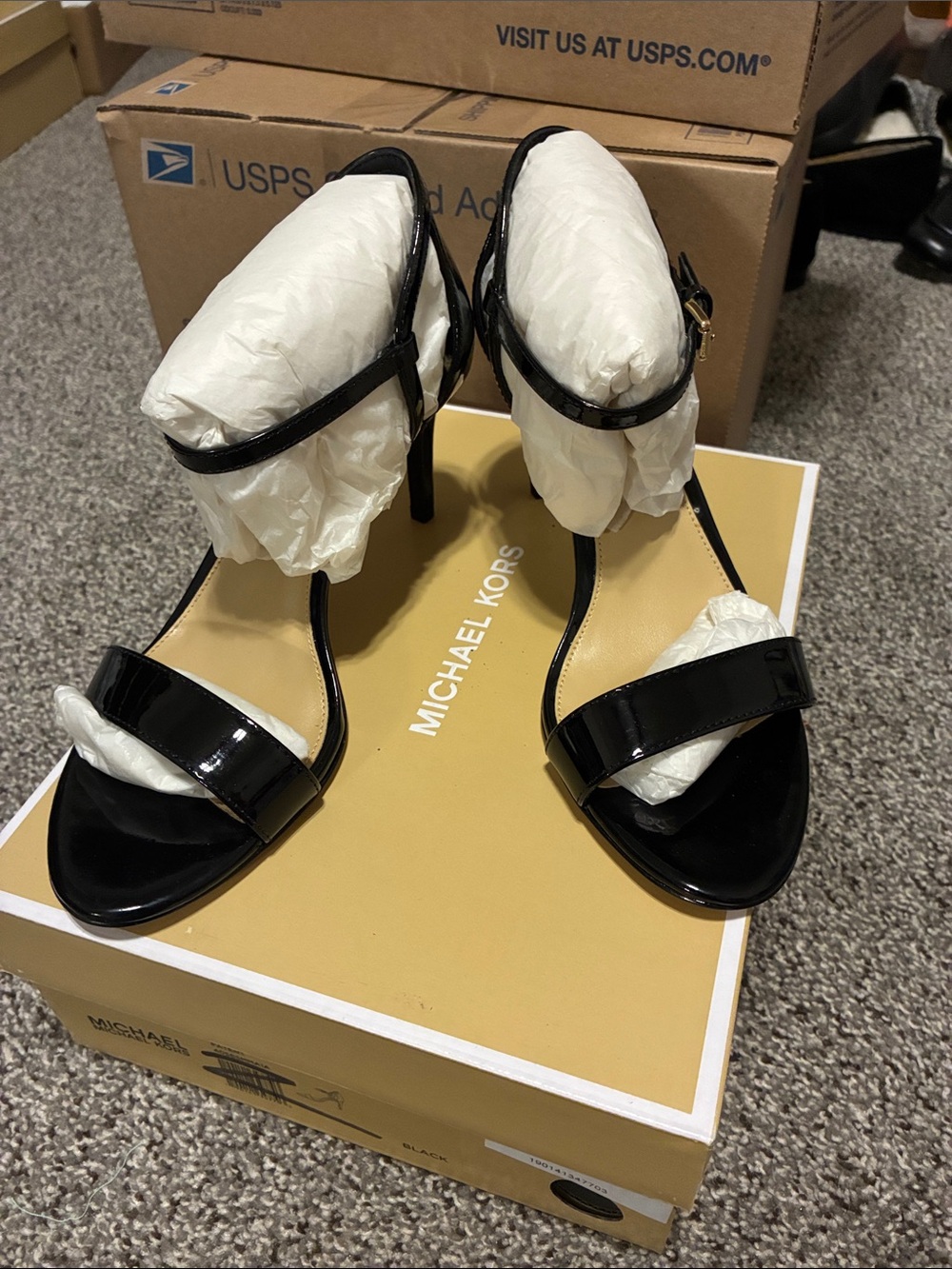 Michael Kors Black Patent Leather Strappy Stiletto Heels